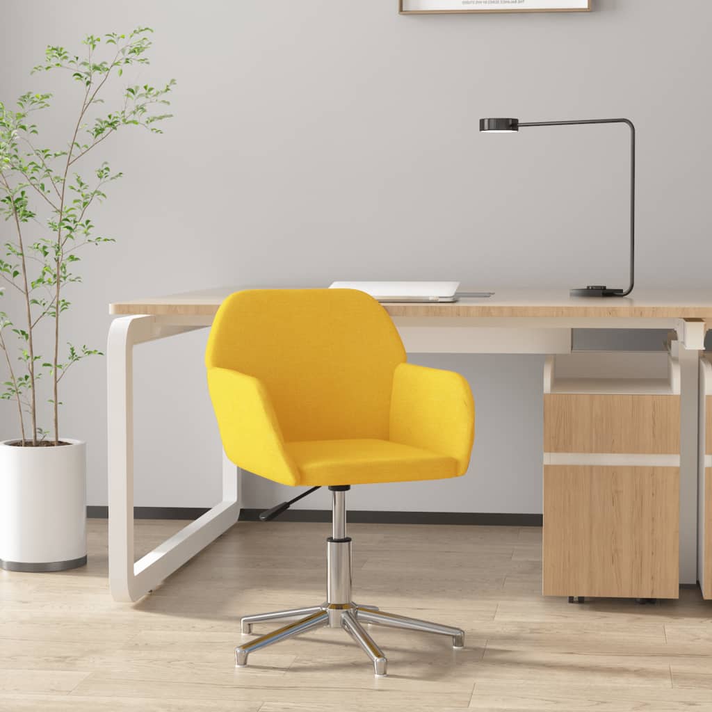 Chaise pivotante de bureau Jaune clair Tissu