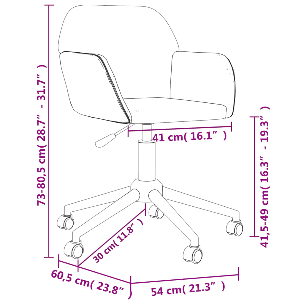 Chaise pivotante de bureau Gris foncé Tissu Chaises de bureau vidaXL