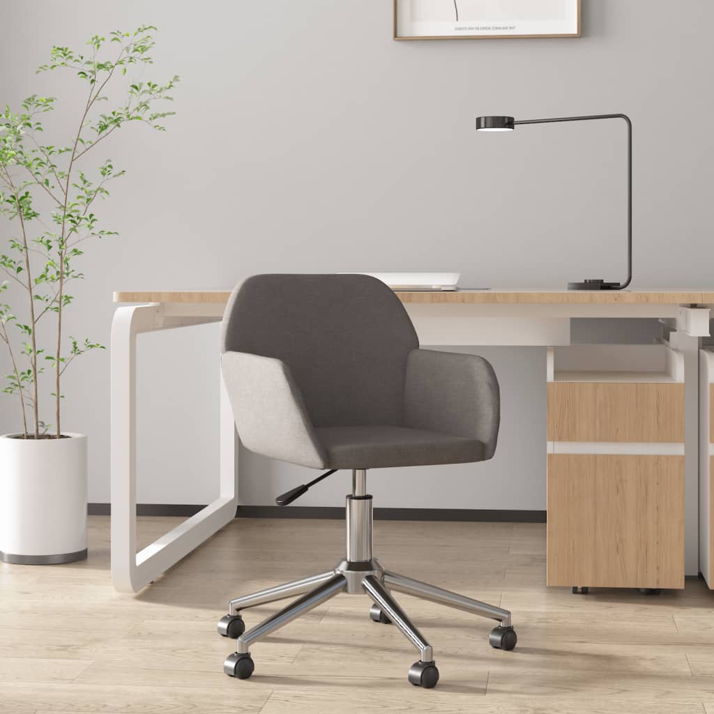 Chaise pivotante de bureau Gris foncé Tissu Chaises de bureau vidaXL