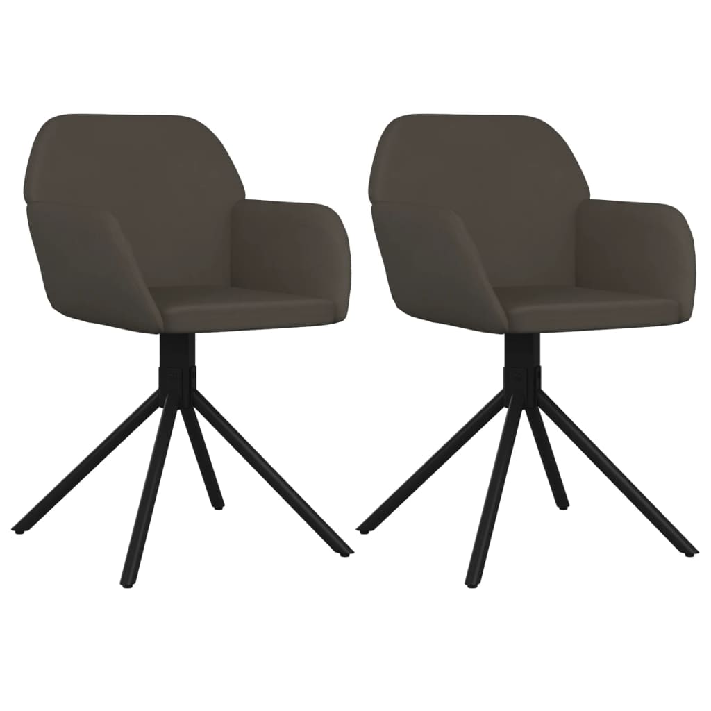 Chaises pivotantes à manger lot de 2 Gris foncé Velours
