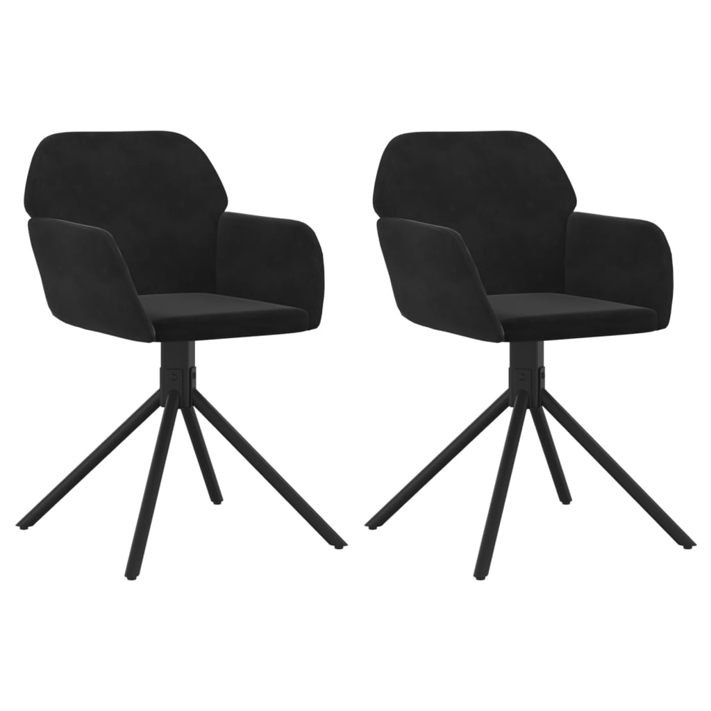 Chaises pivotantes à manger lot de 2 Noir Velours