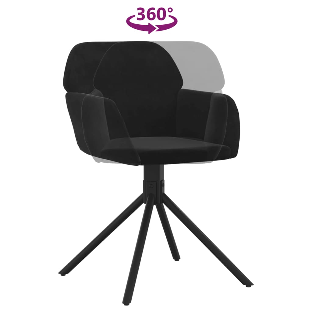 Chaises pivotantes à manger lot de 2 Noir Velours