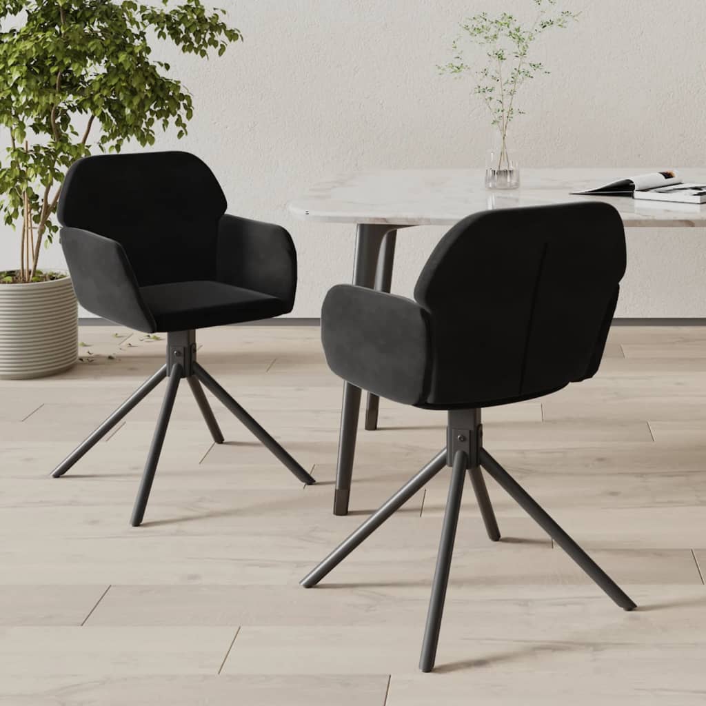 Chaises pivotantes à manger lot de 2 Noir Velours