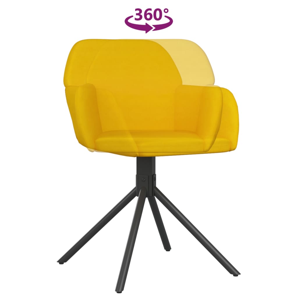 Chaises pivotantes à manger lot de 2 Jaune Velours