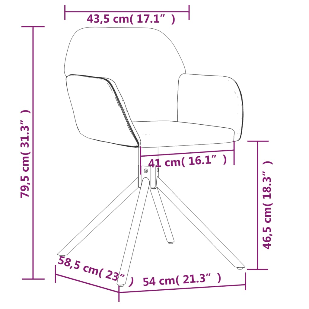 Chaises pivotantes à manger lot de 2 Crème Velours - XIOS