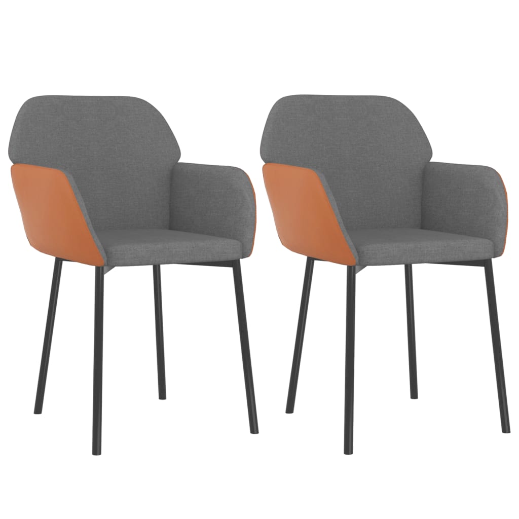 Chaises à manger lot de 2 gris clair tissu et similicuir - XIOS