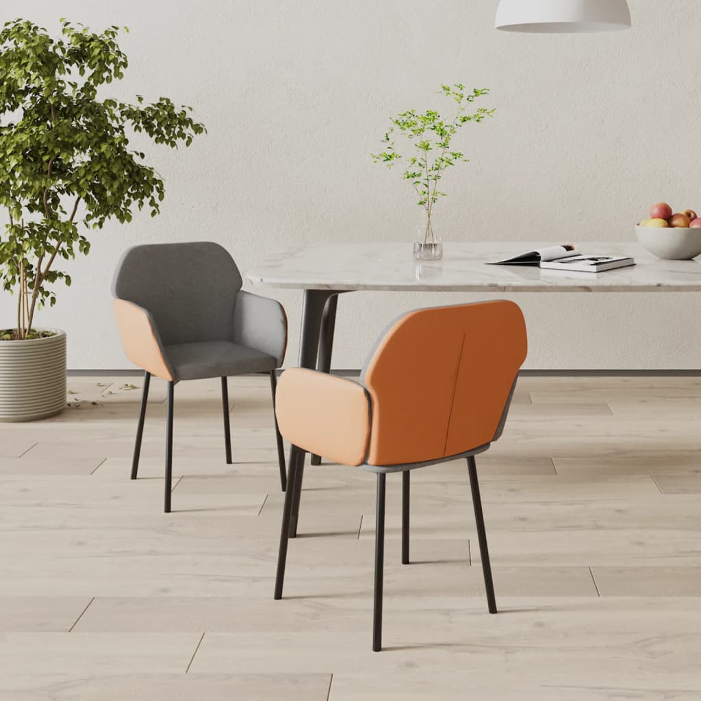 Chaises à manger lot de 2 gris clair tissu et similicuir - XIOS