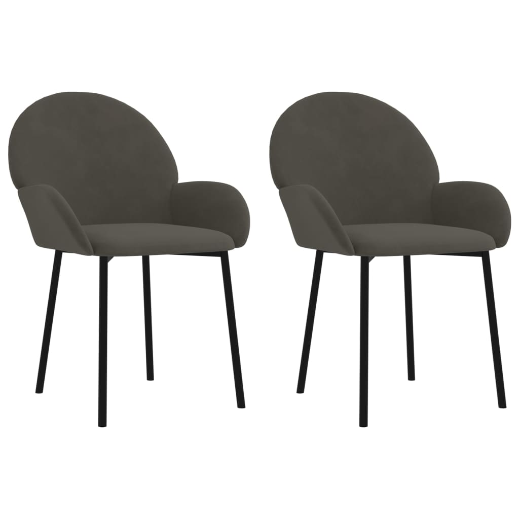 Chaises à manger lot de 2 Gris foncé Velours - XIOS
