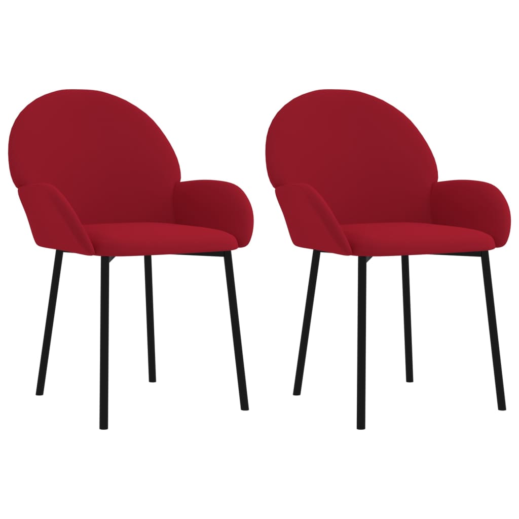 Chaises à manger lot de 2 Rouge bordeaux Velours - XIOS