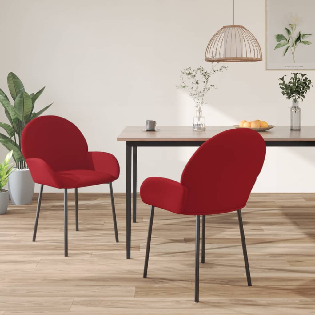 Chaises à manger lot de 2 Rouge bordeaux Velours - XIOS