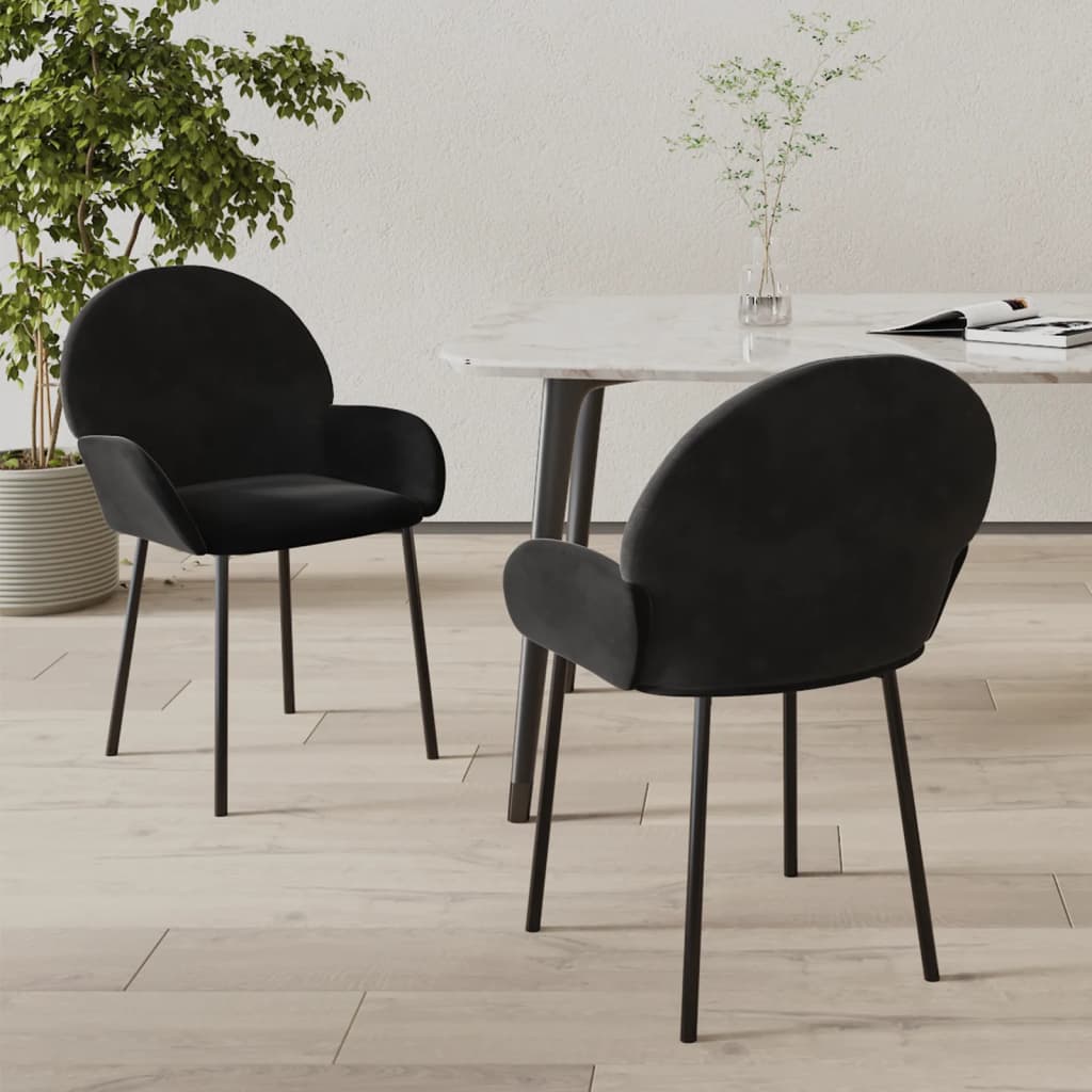 Chaises à manger lot de 2 Noir Velours