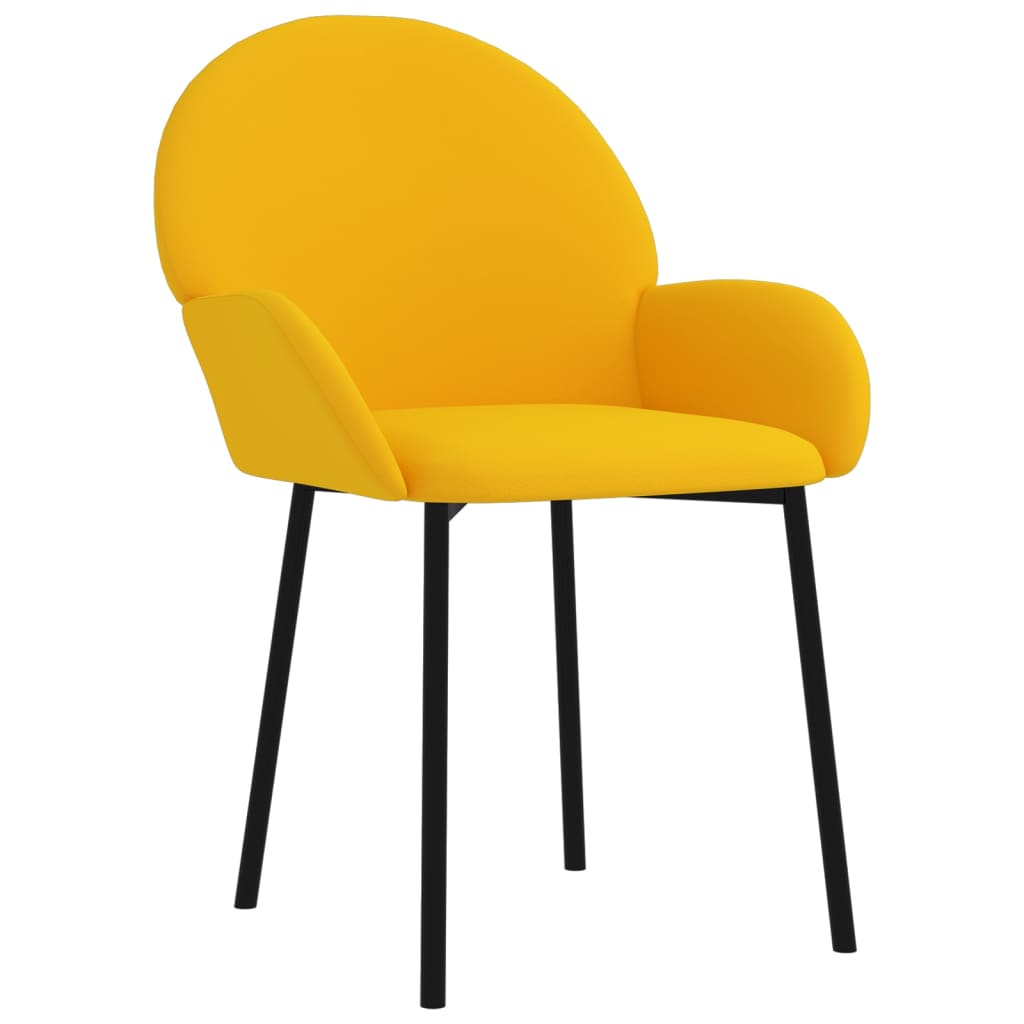 Chaises à manger lot de 2 Jaune Velours