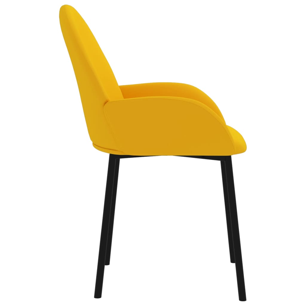 Chaises à manger lot de 2 Jaune Velours