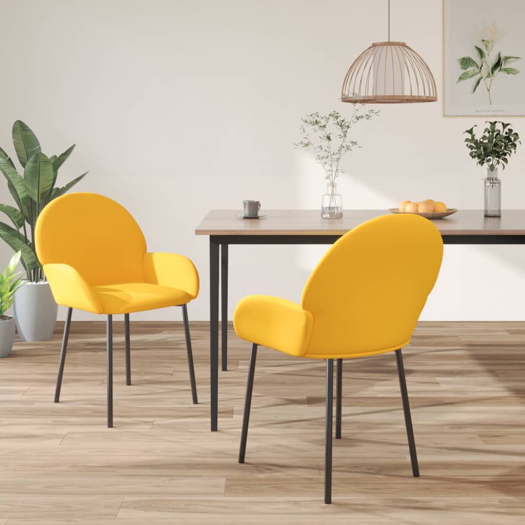 Chaises à manger lot de 2 Jaune Velours