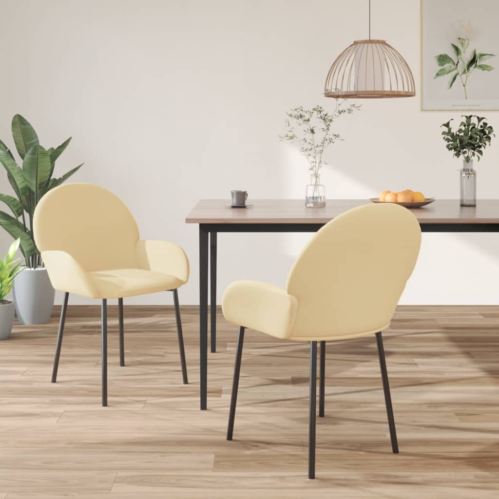 Chaises à manger lot de 2 Crème Velours - XIOS