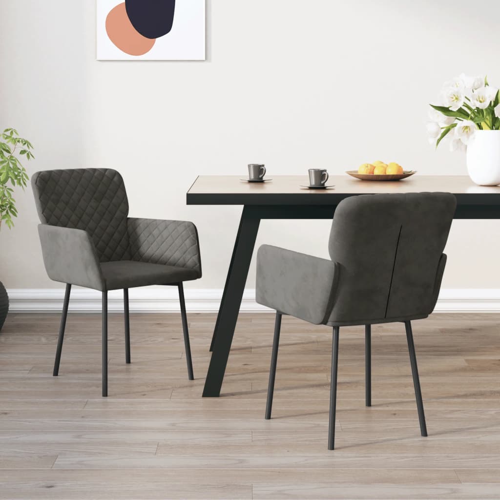 Chaises à manger lot de 2 Gris foncé Velours - XIOS