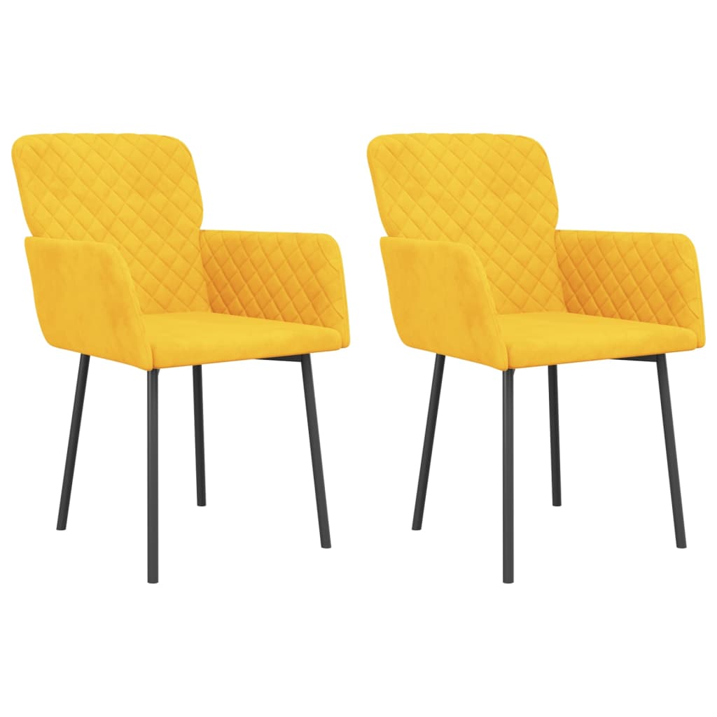 Chaises à manger lot de 2 Jaune Velours