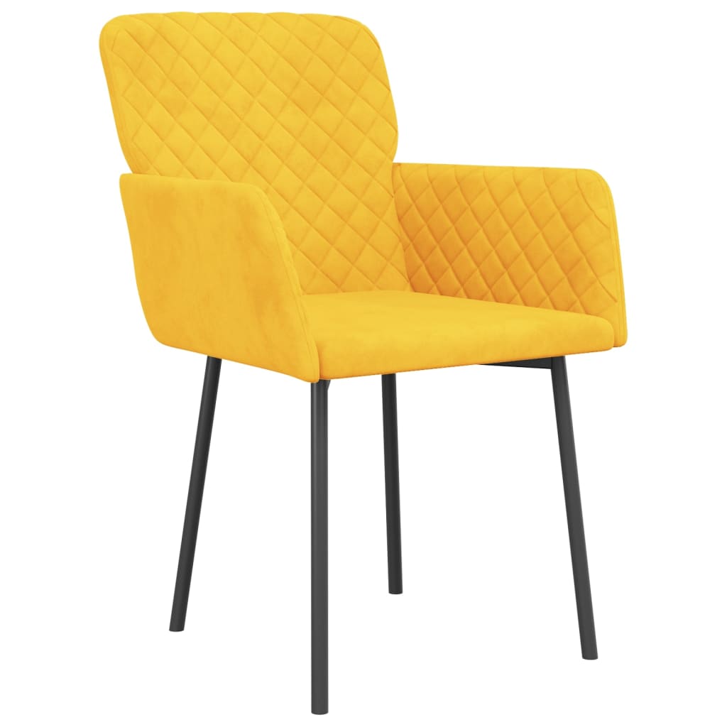 Chaises à manger lot de 2 Jaune Velours