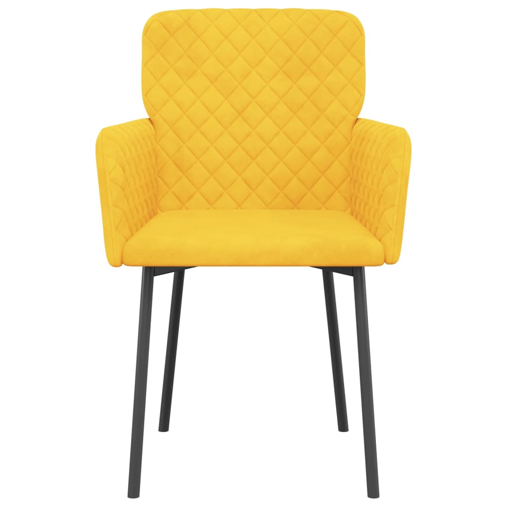 Chaises à manger lot de 2 Jaune Velours