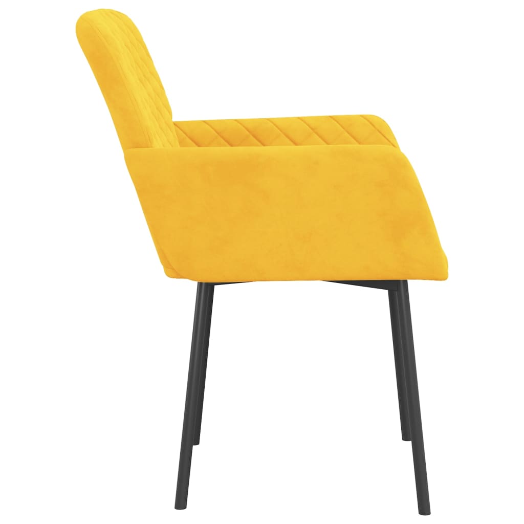 Chaises à manger lot de 2 Jaune Velours