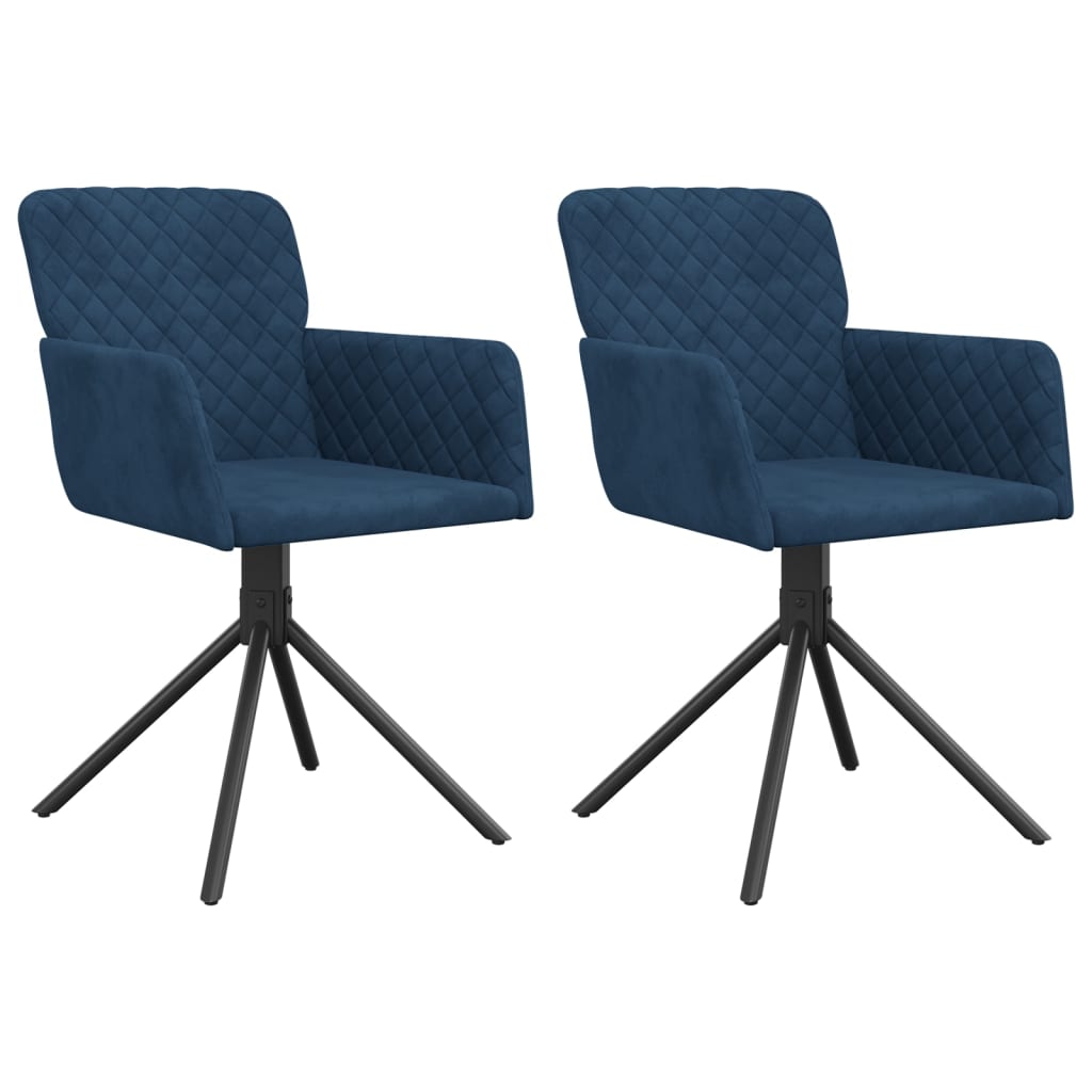 Chaises pivotantes à manger lot de 2 Bleu Velours