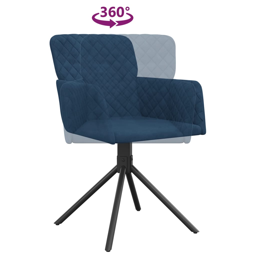 Chaises pivotantes à manger lot de 2 Bleu Velours