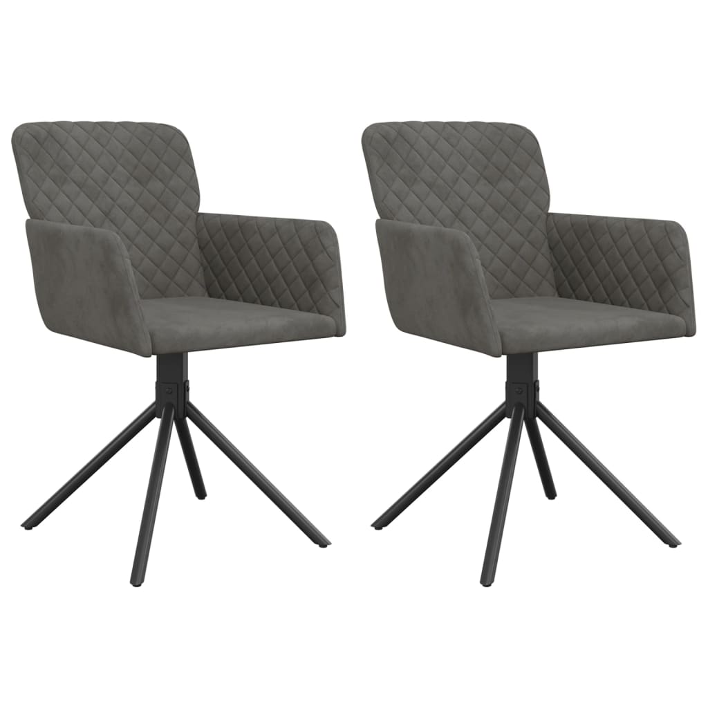 Chaises pivotantes à manger lot de 2 Gris foncé Velours