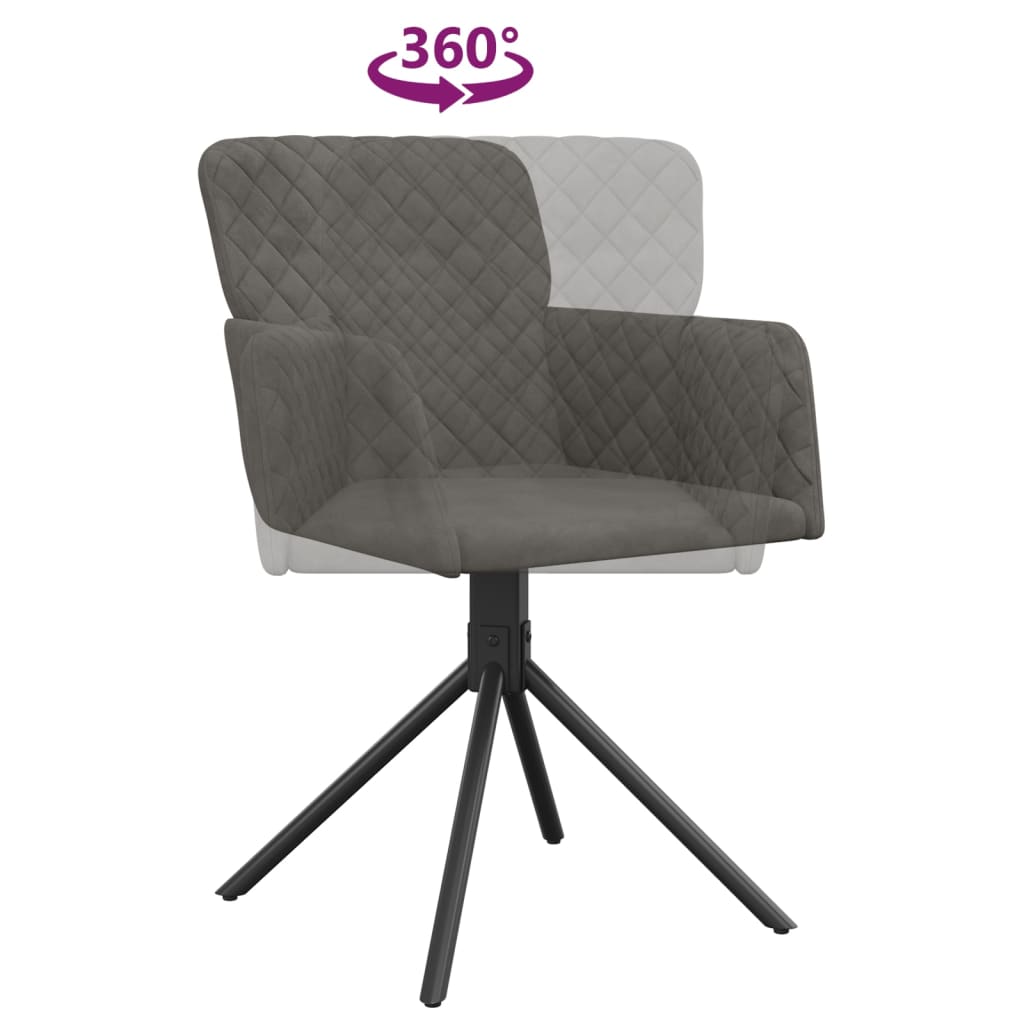 Chaises pivotantes à manger lot de 2 Gris foncé Velours