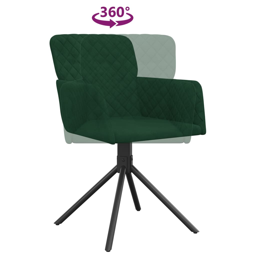 Chaises pivotantes à manger lot de 2 Vert foncé Velours - XIOS