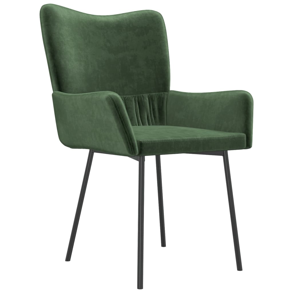 Chaises à manger lot de 2 Vert foncé Velours