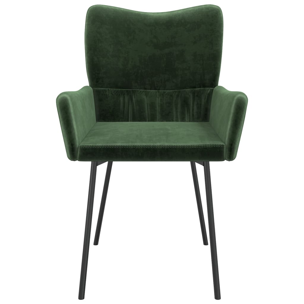Chaises à manger lot de 2 Vert foncé Velours
