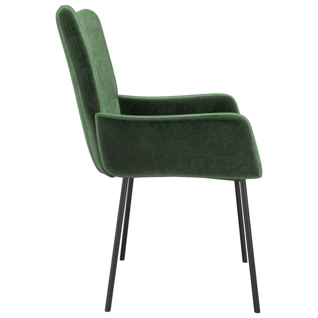 Chaises à manger lot de 2 Vert foncé Velours