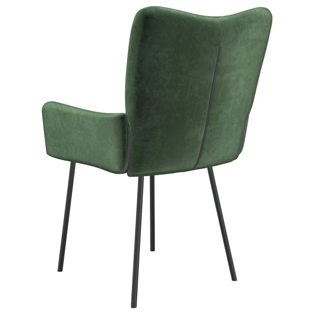 Chaises à manger lot de 2 Vert foncé Velours
