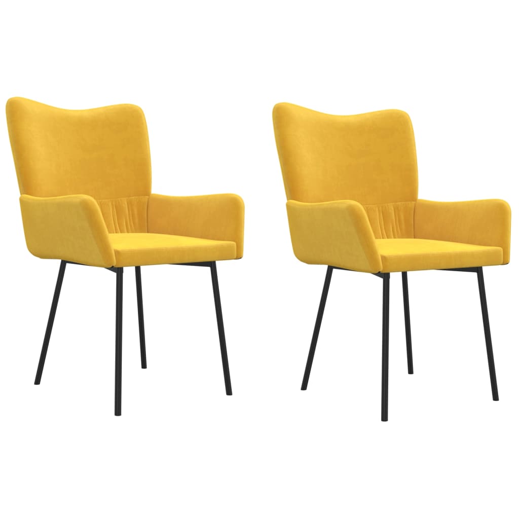 Chaises à manger lot de 2 Jaune Velours