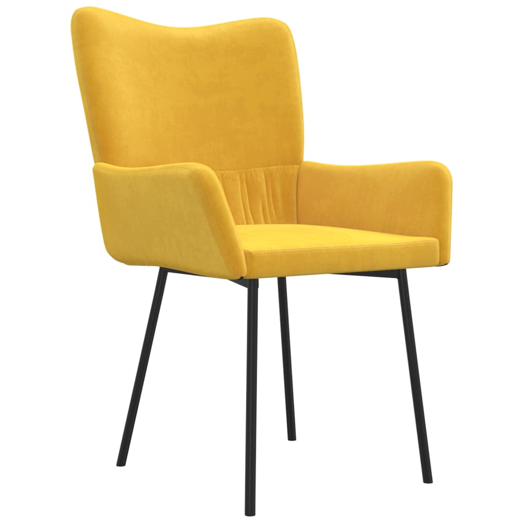 Chaises à manger lot de 2 Jaune Velours