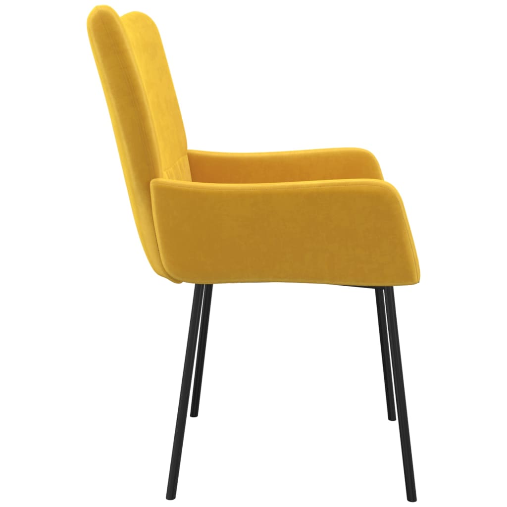 Chaises à manger lot de 2 Jaune Velours