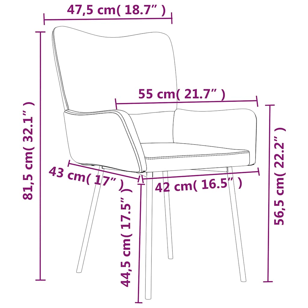 Chaises à manger lot de 2 Crème Velours - XIOS