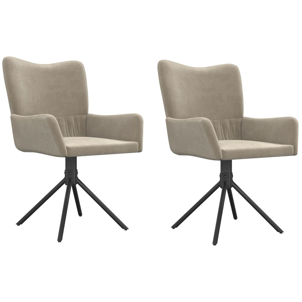 Chaises pivotantes à manger lot de 2 Gris clair Velours - XIOS