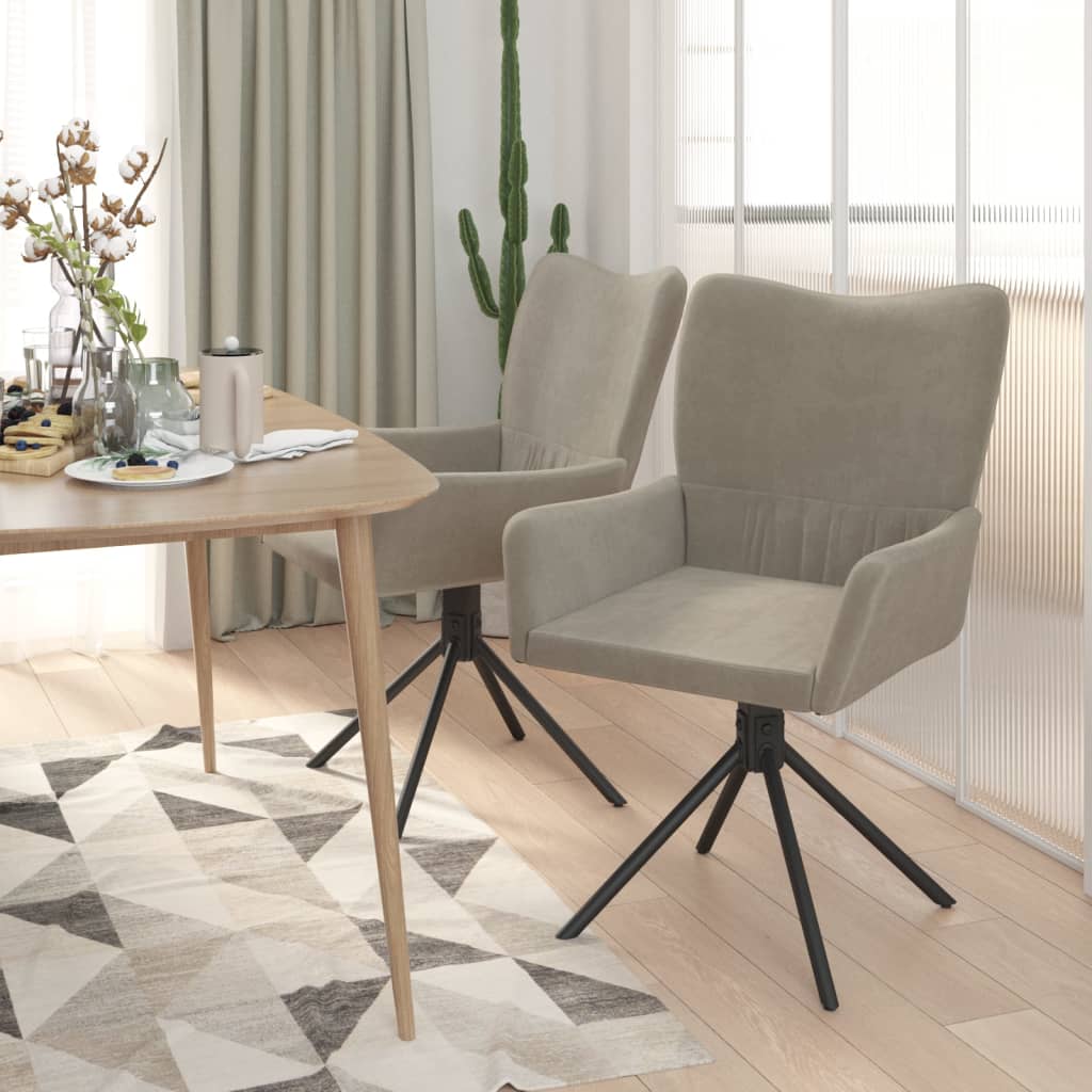 Chaises pivotantes à manger lot de 2 Gris clair Velours - XIOS