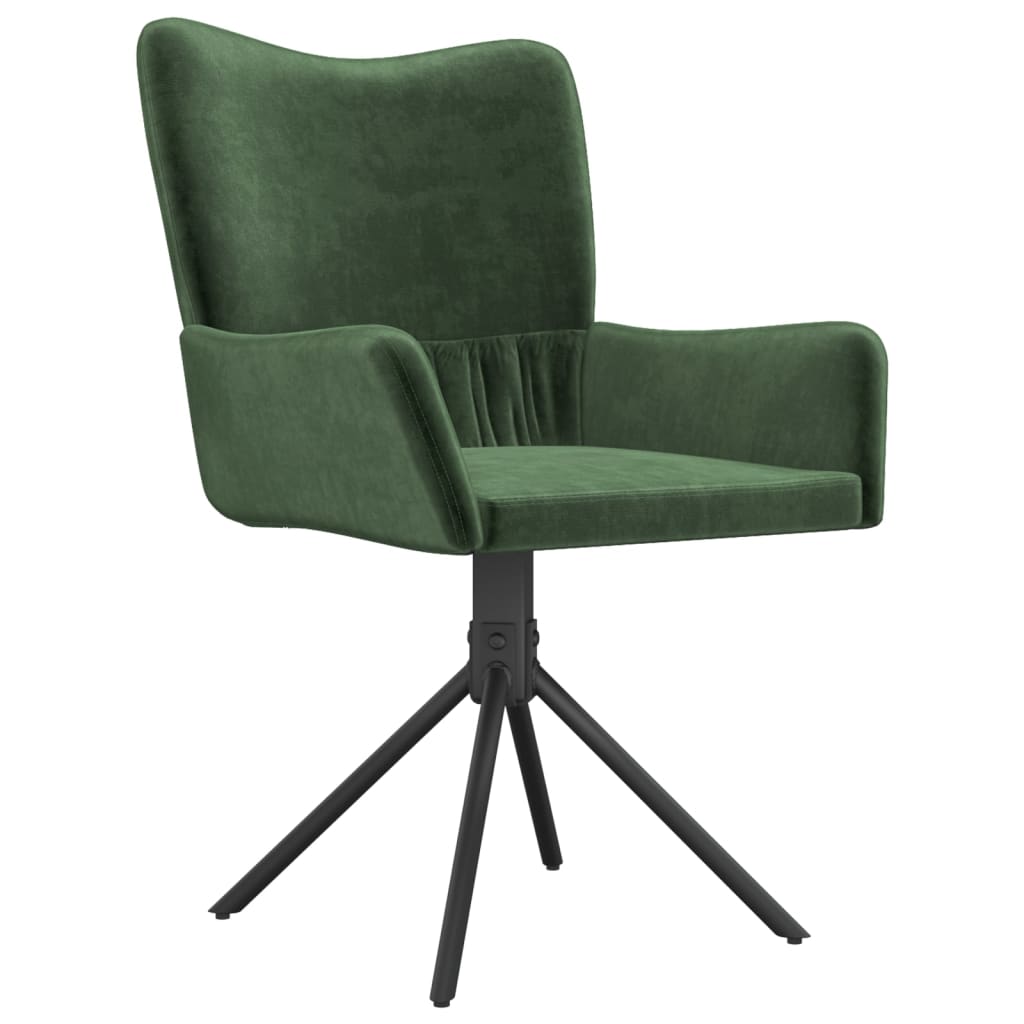 Chaises pivotantes à manger lot de 2 Vert foncé Velours