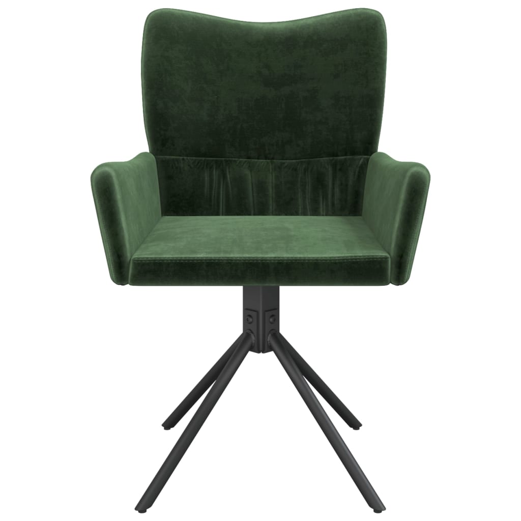 Chaises pivotantes à manger lot de 2 Vert foncé Velours