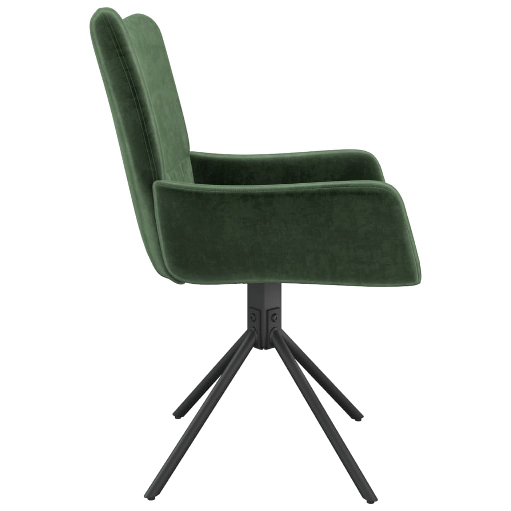 Chaises pivotantes à manger lot de 2 Vert foncé Velours