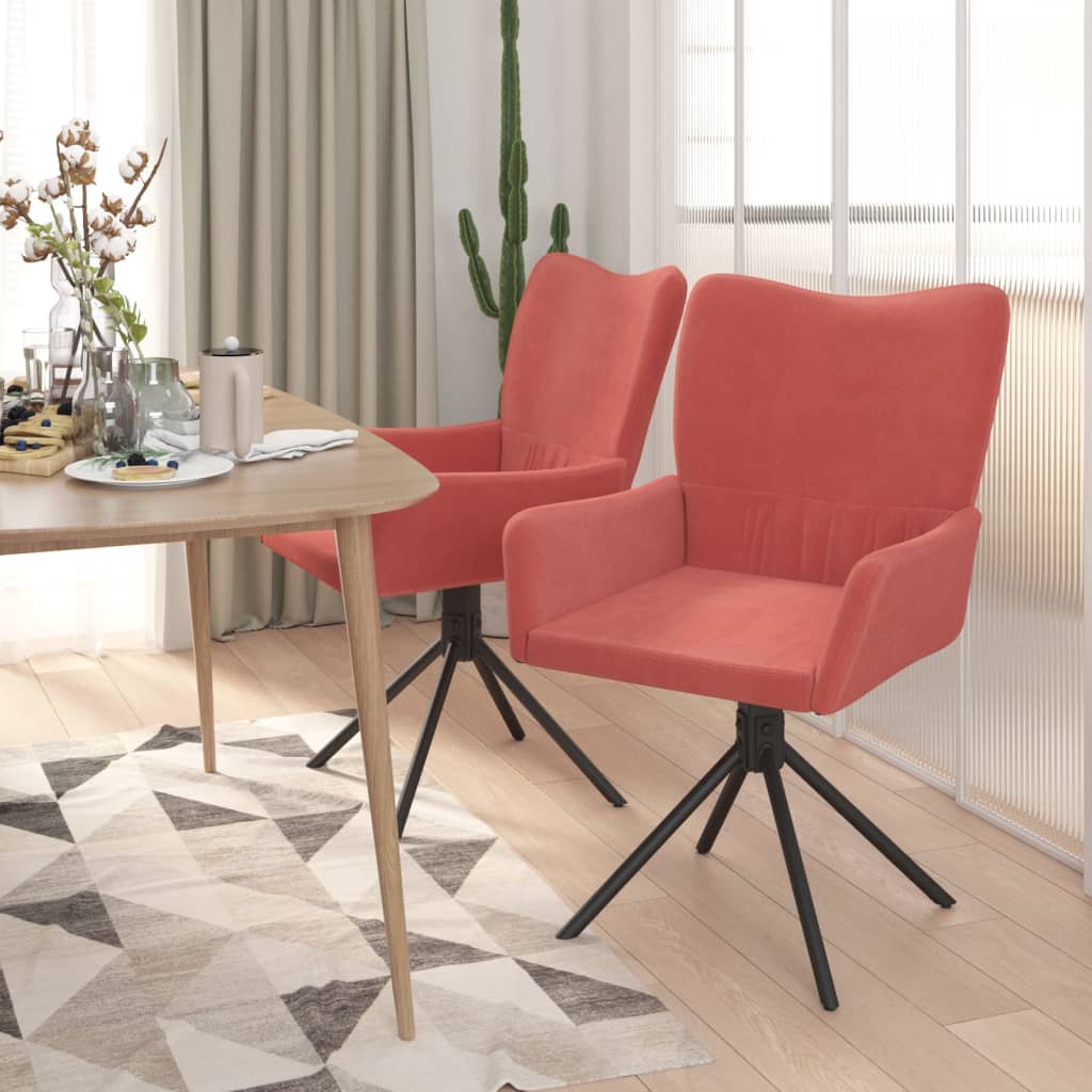 Chaises pivotantes à manger lot de 2 Rose Velours - XIOS