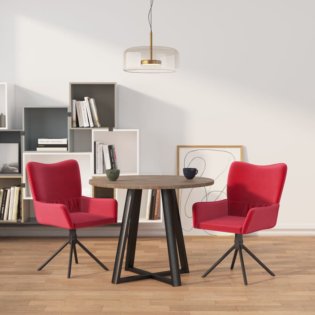 Chaises pivotantes à manger lot de 2 Rouge bordeaux Velours