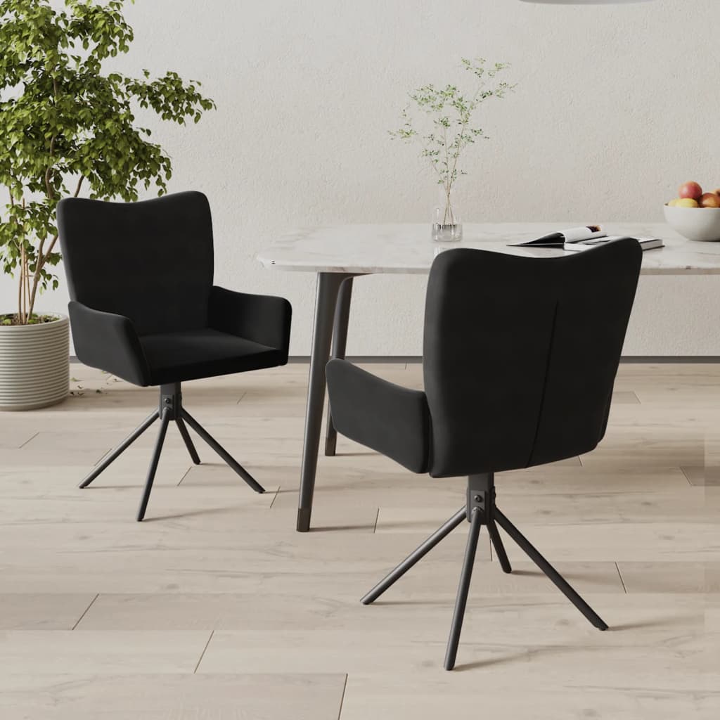 Chaises pivotantes à manger lot de 2 Noir Velours