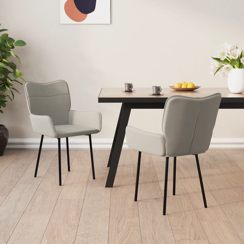 Chaises à manger lot de 2 Gris clair Velours - XIOS