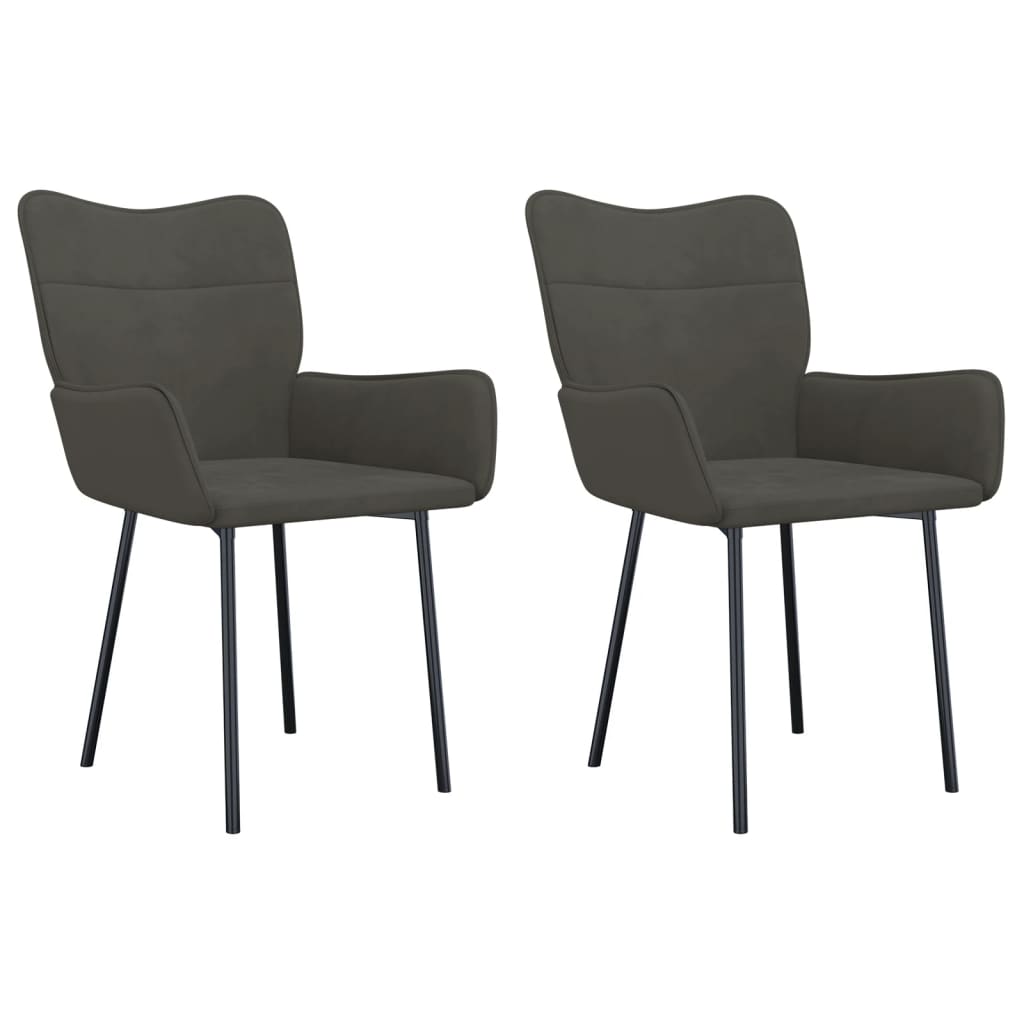 Chaises à manger lot de 2 Gris foncé Velours