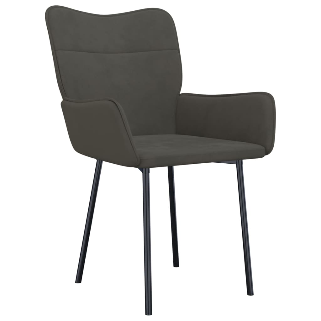 Chaises à manger lot de 2 Gris foncé Velours