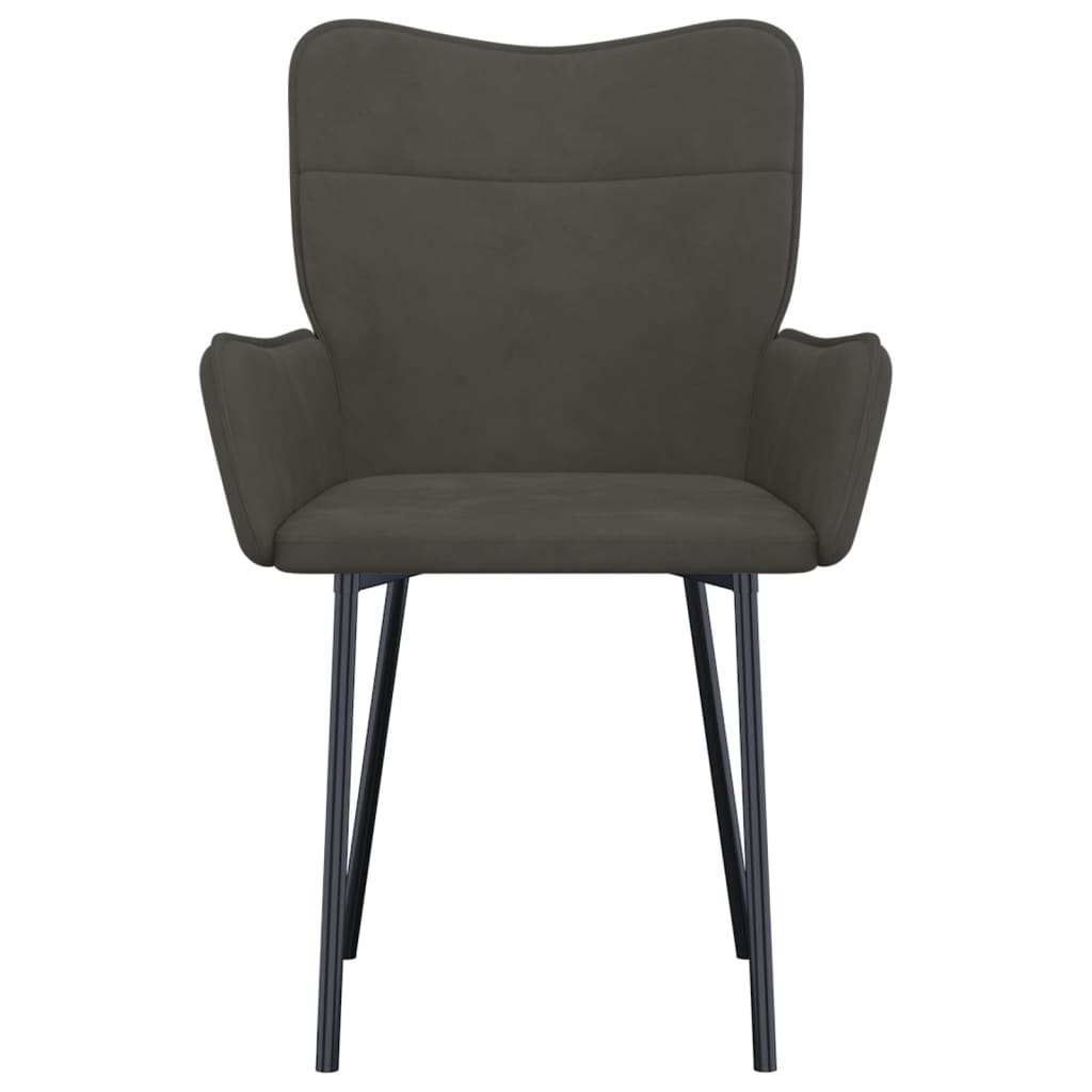 Chaises à manger lot de 2 Gris foncé Velours