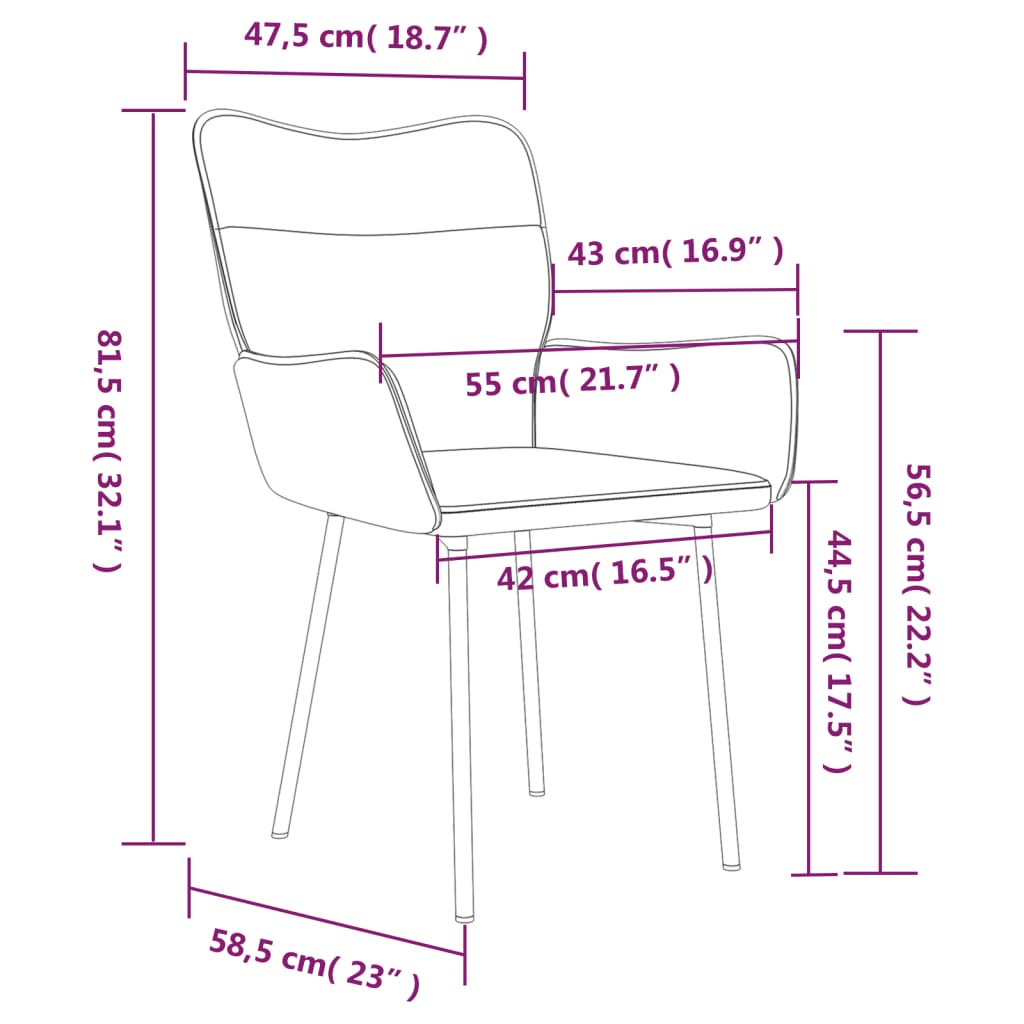 Chaises à manger lot de 2 Gris foncé Velours